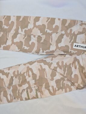 Arthur G Utility Seam Detail Trousers Bunny Camo Tan Cotton Size 4 Women